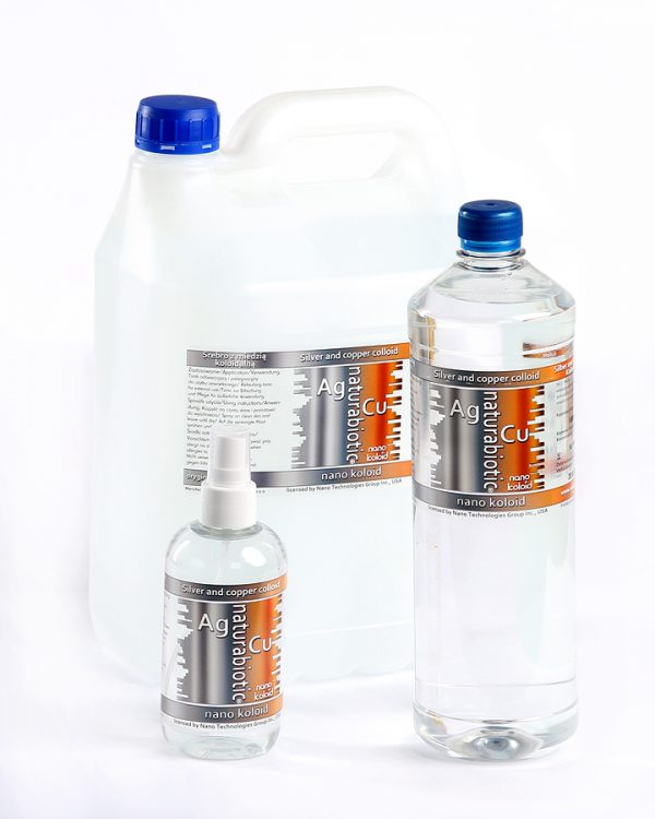 Srebro z Miedzią Koloidalną Naturebiotic Ag/Cu 100 PPM - 1000 ml w szklanej butelce