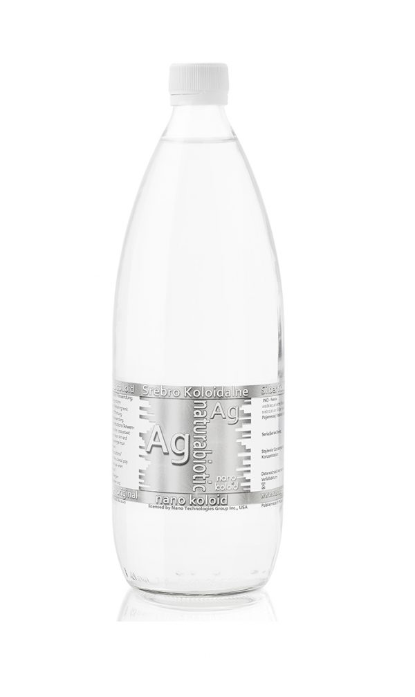 Srebro Koloidalne Naturebiotic Ag 50 PPM- 1000 ml w szklanej butelce